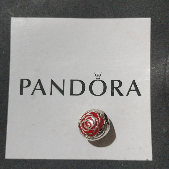 Pandora Sterling Silver Belle's Enchanted Rose Disney Princess Charm 791575en09 - Picture 2 of 5
